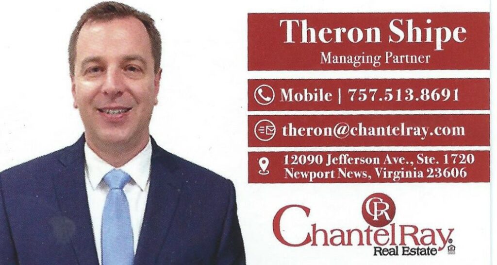 Theron Shipe business card for Chantel Ray Real Estate