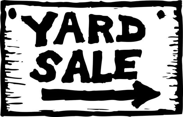 Drawing of a sing with the words Yard Sale in black letters.